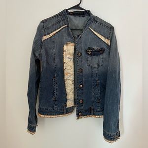Vintage Parasuco Jean Jacket with dragon embroidery & silk details size